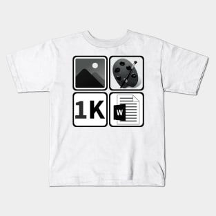 A Picture Paints A Thousand Words Icon Design T-Shirt (In Black and White) Kids T-Shirt